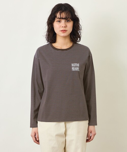 MACKINTOSH PHILOSOPHY（ﾏｯｷﾝﾄｯｼｭ ﾌｨﾛｿﾌｨｰ）の「GREY LABEL 【SHARP LOGO】ロングスリーブボーダーTシャツ（Tシャツ/カットソー・レディース・ブラック/ブラウン・2/6）」の5枚目の写真