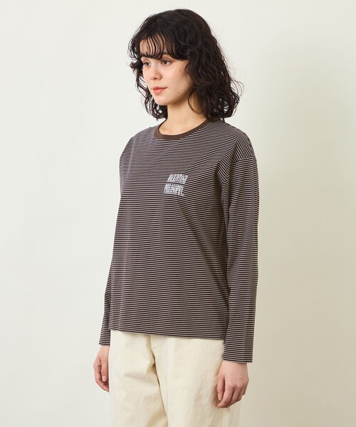 MACKINTOSH PHILOSOPHY（ﾏｯｷﾝﾄｯｼｭ ﾌｨﾛｿﾌｨｰ）の「GREY LABEL 【SHARP LOGO】ロングスリーブボーダーTシャツ（Tシャツ/カットソー・レディース・ブラック/ブラウン・2/6）」の6枚目の写真
