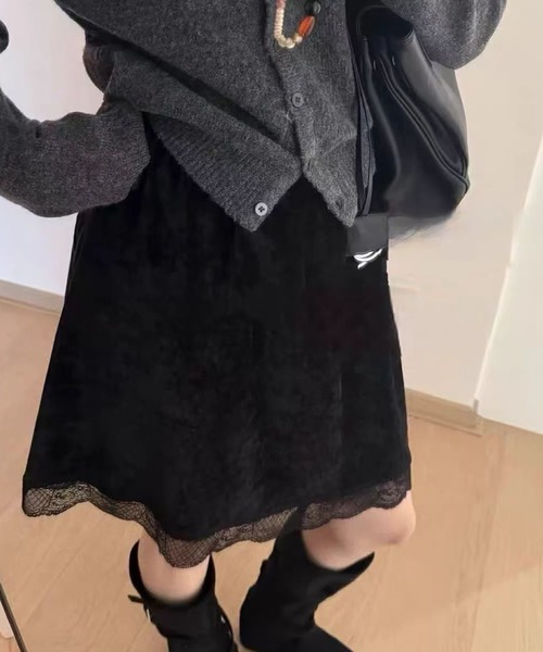 LAFFMO（ラフモ）の「レースレイヤードスカート（スカート・レディース・ホワイト/ブラック・F）」の4枚目の写真