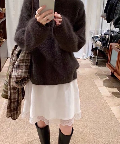 LAFFMO（ラフモ）の「レースレイヤードスカート（スカート・レディース・ホワイト/ブラック・F）」の7枚目の写真