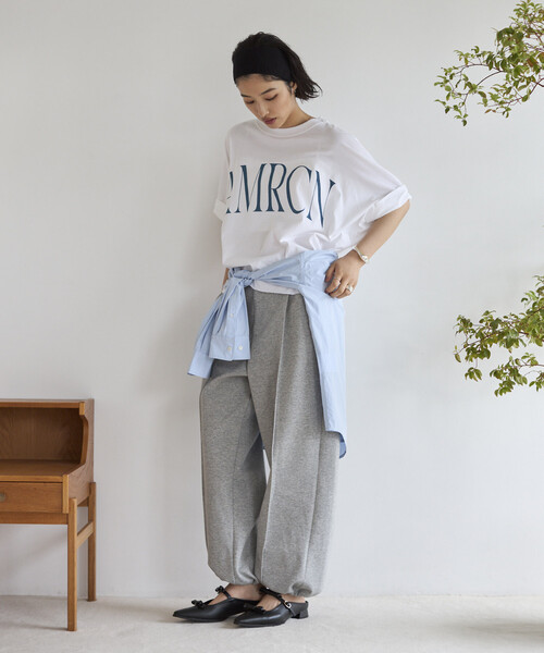 AMERICANA（アメリカーナ）の「Americana/アメリカーナ 別注 クロップド ワイドシルエット ロールアップTシャツ（Tシャツ/カットソー・レディース・チャコールグレー/ホワイト/ブラウン・ONE SIZE）」の16枚目の写真