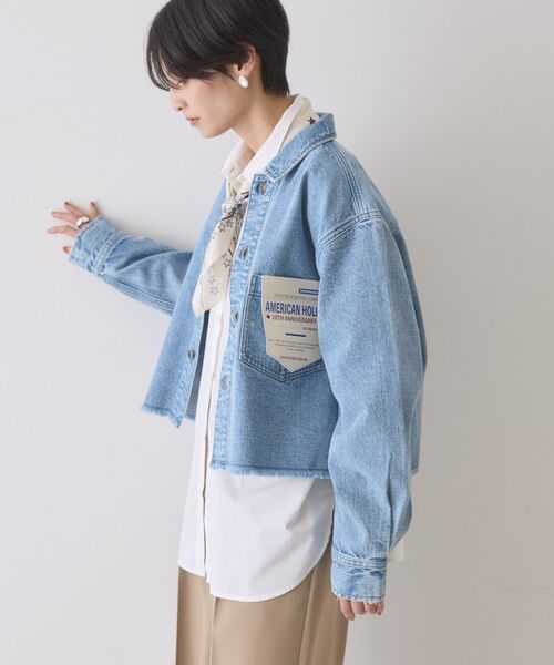 AMERICAN HOLIC(アメリカンホリック)の「カットオフショート丈デニムシャツ(シャツ/ブラウス・レディース・インディゴブルー/ライトインディゴブルー・FREE)」の5枚目の写真