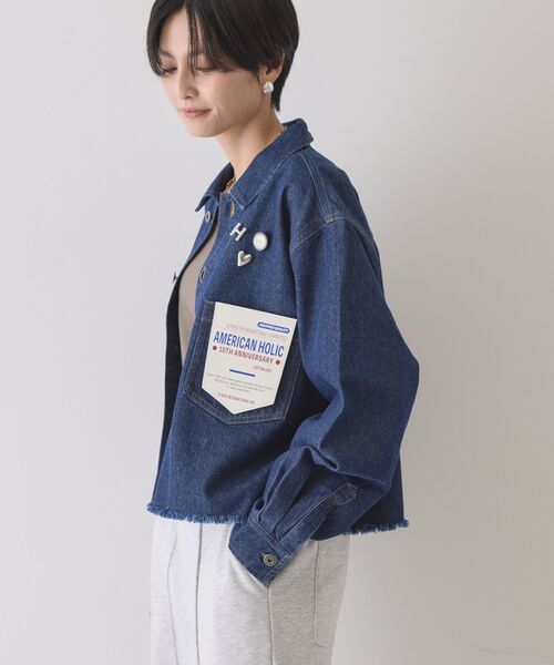 AMERICAN HOLIC(アメリカンホリック)の「カットオフショート丈デニムシャツ(シャツ/ブラウス・レディース・インディゴブルー/ライトインディゴブルー・FREE)」の16枚目の写真