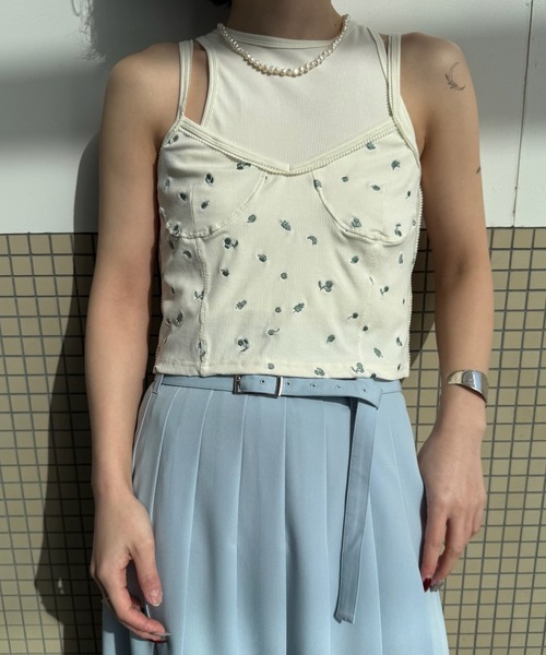 Ameri(アメリ)の「MEDI FRUIT DOT LAYERED TOP(タンクトップ・レディース・ネイビー/アイボリー/ブラック・SMALL/MEDIUM)」の12枚目の写真