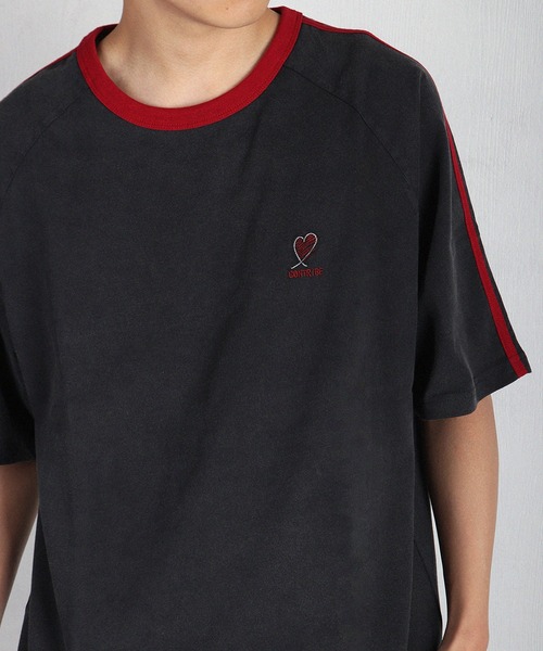 WESTSEA（ウエストシー）の「ピグメント加工 ラインデザイン リンガーTシャツ 半袖 サイドライン ワイドシルエット（Tシャツ/カットソー・メンズ・オフホワイト/イエロー/レッド/ブルー・M/L）」の4枚目の写真