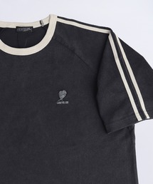 ピグメント加工 ラインデザイン リンガーTシャツ 半袖 サイドライン ワイドシルエット