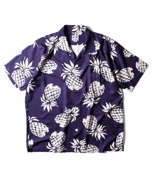 HOUSTON(ヒューストン)の「HOUSTON ヒューストン PINEAPPLE ALOHA SHIRT パイナップル アロハシャツ / 開襟シャツ(シャツ/ブラウス・メンズ・オリーブ/ブラック/ターコイズブルー/イエローゴールド/ネイビー/チャコール・M/XL/L/XXL/S)」の4枚目の写真