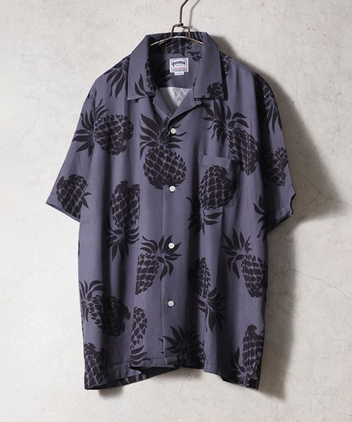 HOUSTON(ヒューストン)の「HOUSTON ヒューストン PINEAPPLE ALOHA SHIRT パイナップル アロハシャツ / 開襟シャツ(シャツ/ブラウス・メンズ・オリーブ/ブラック/ターコイズブルー/イエローゴールド/ネイビー/チャコール・M/XL/L/XXL/S)」の7枚目の写真