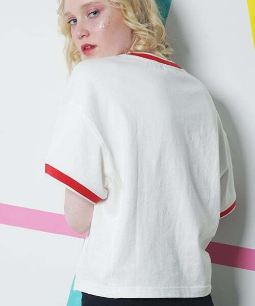 FIFI LAPIN(フィフィラパン)の「ニットリブディテール半袖Tシャツ/FS8WTS03F ホワイト レッド(Tシャツ/カットソー・レディース・その他・FREE)」の2枚目の写真