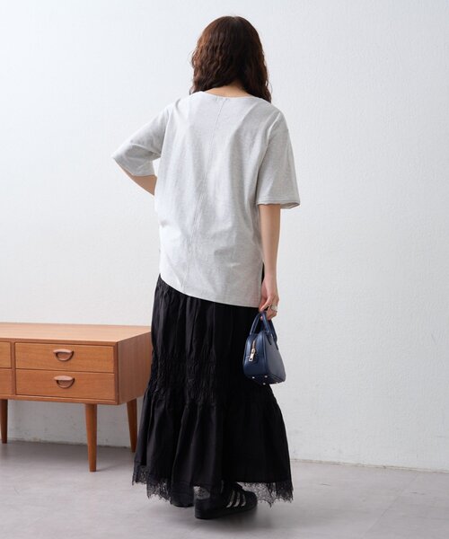 CIAOPANIC TYPY（チャオパニックティピー）の「裾レースシャーリングスカート（スカート・レディース・ホワイト/サックスブルー/ブラック・ONE SIZE）」の16枚目の写真