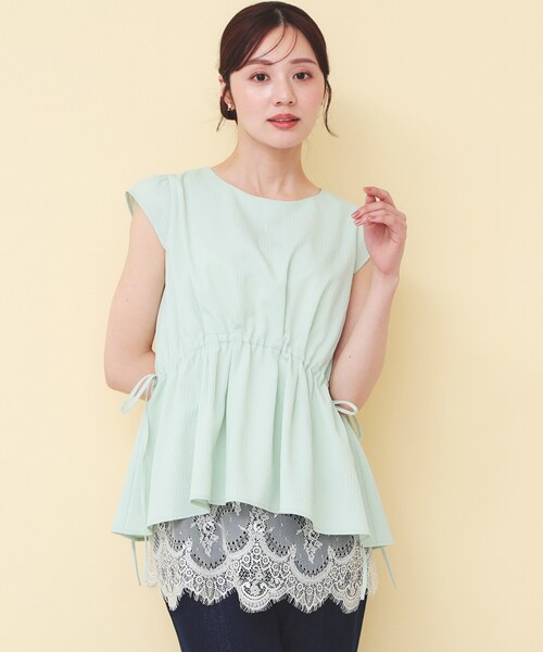 index(インデックス)の「サテンレースキャミソール【洗濯機OK】(タンクトップ・レディース・ブラック/アイボリー・00)」の4枚目の写真