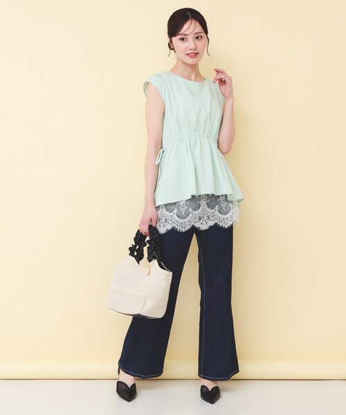 index(インデックス)の「サテンレースキャミソール【洗濯機OK】(タンクトップ・レディース・ブラック/アイボリー・00)」の5枚目の写真