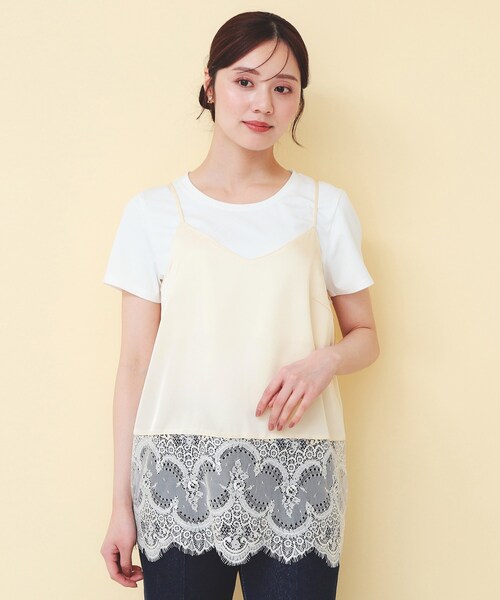 index(インデックス)の「サテンレースキャミソール【洗濯機OK】(タンクトップ・レディース・ブラック/アイボリー・00)」の11枚目の写真