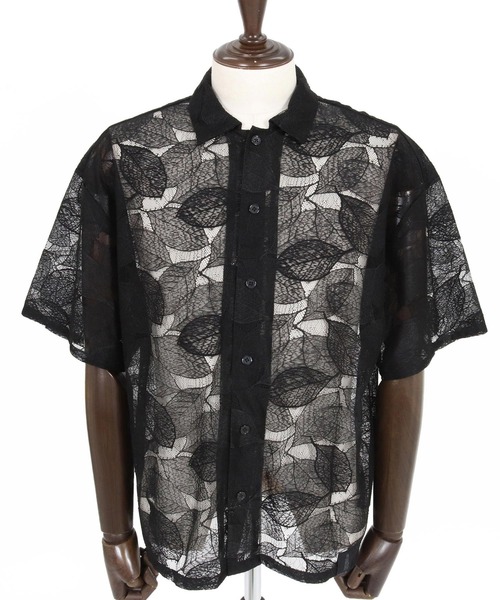 CAMBIO(カンビオ)の「mhs2624-Leaf Pattern Sheer Short Sleeve Shirts 半袖シャツ(PF-261-024)(シャツ/ブラウス・メンズ・ネイビー/ブラック・M/L)」の15枚目の写真