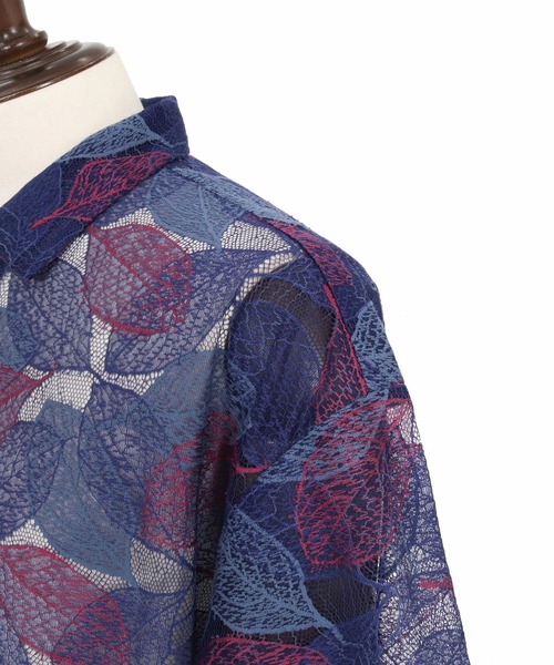 CAMBIO(カンビオ)の「mhs2624-Leaf Pattern Sheer Short Sleeve Shirts 半袖シャツ(PF-261-024)(シャツ/ブラウス・メンズ・ネイビー/ブラック・M/L)」の21枚目の写真