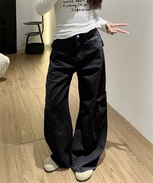 Dream garden(ドリームガーデン)の「ルーズポケットワイドデニムパンツ(デニムパンツ・レディース・ブラック/グレー・S/M/XS/L/XL/2XL)」の17枚目の写真