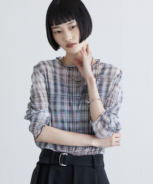 Lui's(ルイス)の「チェックシアートップス(Tシャツ/カットソー・レディース・ブルー/ブラック・FREE)」の21枚目の写真