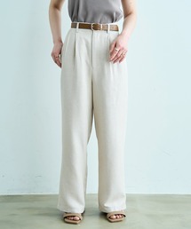 mil（ミル）の「【遮熱　UVカット　イージーケア】 リネンライク ストレート タックパンツ 【セットアップ対応】【587193】（スラックス）」