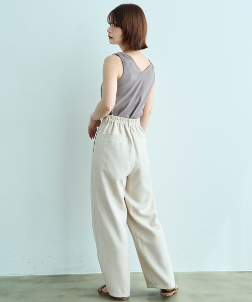 mil(ミル)の「【遮熱 UVカット イージーケア】 リネンライク ストレート タックパンツ 【セットアップ対応】【587193】(スラックス・レディース・ブラウン/アイボリー/ブラック/ホワイト系・FREE/S-Short/S-Regular/M-Short/M-Regular)」の10枚目の写真