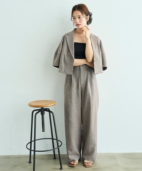 mil(ミル)の「【遮熱 UVカット イージーケア】 リネンライク ストレート タックパンツ 【セットアップ対応】【587193】(スラックス・レディース・ブラウン/アイボリー/ブラック/ホワイト系・FREE/S-Short/S-Regular/M-Short/M-Regular)」の20枚目の写真