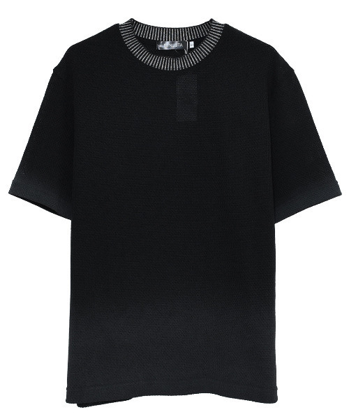 BENUSTA(ベヌスタ)の「『BENUSTA/ベヌスタ』クルーネックリブ半袖ニット【GC】(Tシャツ/カットソー・メンズ・ブラック/ホワイト・L/M)」の11枚目の写真