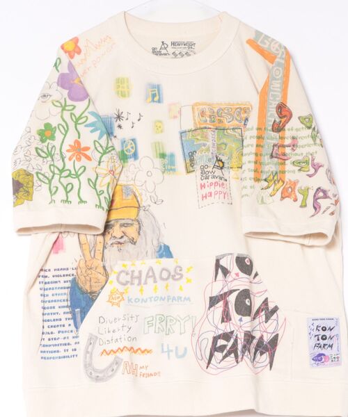 go slow caravan(ゴースローキャラバン)の「32/1 三本引き揃え ヘビー天竺 落書きカオス ラグランTEE(Tシャツ/カットソー・メンズ・ナチュラル・MEDIUM/LARGE/X-LARGE)」の2枚目の写真