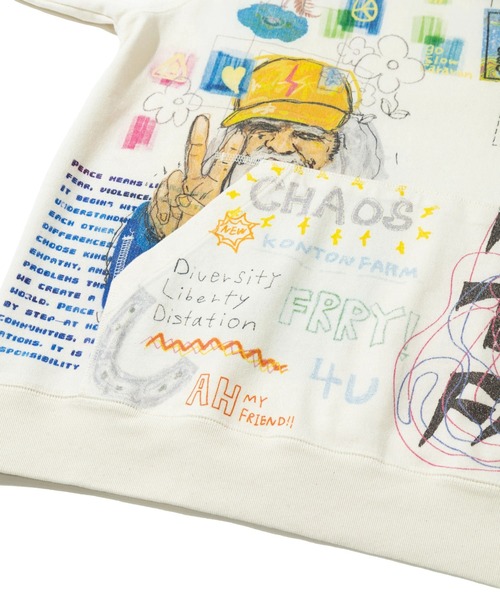 go slow caravan(ゴースローキャラバン)の「32/1 三本引き揃え ヘビー天竺 落書きカオス ラグランTEE(Tシャツ/カットソー・メンズ・ナチュラル・MEDIUM/LARGE/X-LARGE)」の18枚目の写真