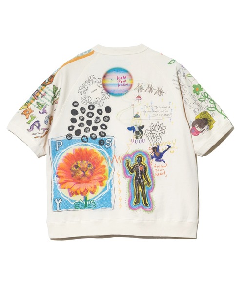 go slow caravan(ゴースローキャラバン)の「32/1 三本引き揃え ヘビー天竺 落書きカオス ラグランTEE(Tシャツ/カットソー・メンズ・ナチュラル・MEDIUM/LARGE/X-LARGE)」の13枚目の写真