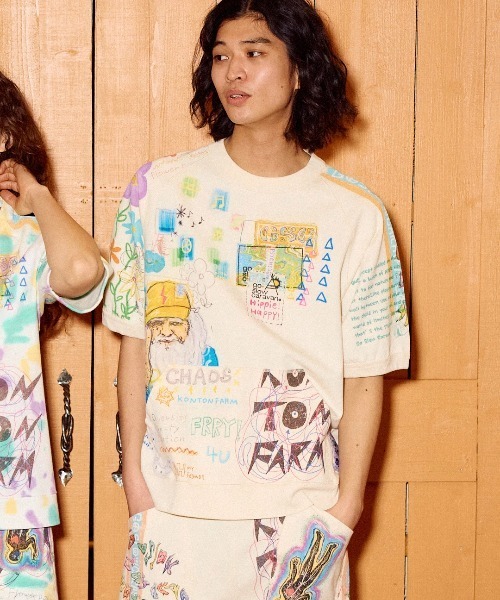 go slow caravan(ゴースローキャラバン)の「32/1 三本引き揃え ヘビー天竺 落書きカオス ラグランTEE(Tシャツ/カットソー・メンズ・ナチュラル・MEDIUM/LARGE/X-LARGE)」の10枚目の写真