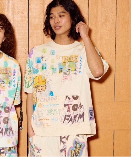 go slow caravan(ゴースローキャラバン)の「32/1 三本引き揃え ヘビー天竺 落書きカオス ラグランTEE(Tシャツ/カットソー・メンズ・ナチュラル・MEDIUM/LARGE/X-LARGE)」の9枚目の写真