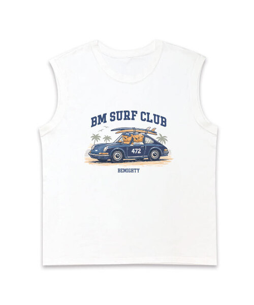 BEMIGHTY(ビーマイティー)の「BM サーフィントリップ オーバーサイズ スリーブレスTシャツ(Tシャツ/カットソー・メンズ・ネイビー/ホワイト/ブラック・LARGE/X-LARGE/XX-LARGE)」の2枚目の写真