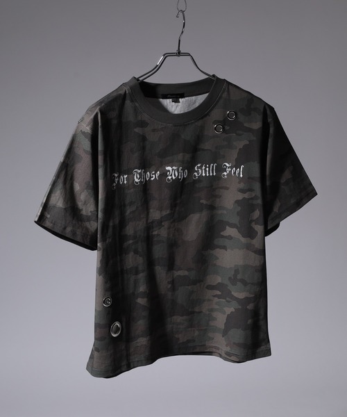 Jungle Storm(ジャングルストーム)の「RESHAM アイレット付き加工スプレー加工Tシャツ 半袖(Tシャツ/カットソー・メンズ・ピンク/ブラック/アイボリー/カーキ・M/L)」の3枚目の写真