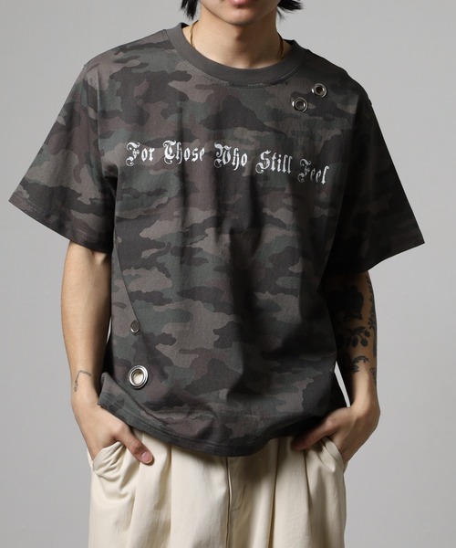 Jungle Storm(ジャングルストーム)の「RESHAM アイレット付き加工スプレー加工Tシャツ 半袖(Tシャツ/カットソー・メンズ・ピンク/ブラック/アイボリー/カーキ・M/L)」の16枚目の写真