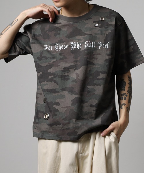 Jungle Storm(ジャングルストーム)の「RESHAM アイレット付き加工スプレー加工Tシャツ 半袖(Tシャツ/カットソー・メンズ・ピンク/ブラック/アイボリー/カーキ・M/L)」の17枚目の写真