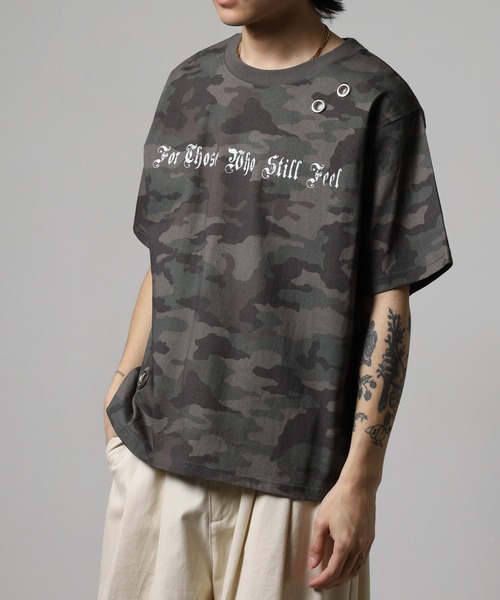 Jungle Storm(ジャングルストーム)の「RESHAM アイレット付き加工スプレー加工Tシャツ 半袖(Tシャツ/カットソー・メンズ・ピンク/ブラック/アイボリー/カーキ・M/L)」の18枚目の写真