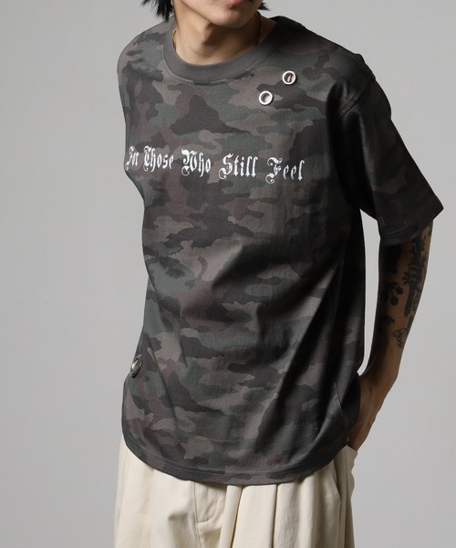 Jungle Storm(ジャングルストーム)の「RESHAM アイレット付き加工スプレー加工Tシャツ 半袖(Tシャツ/カットソー・メンズ・ピンク/ブラック/アイボリー/カーキ・M/L)」の19枚目の写真
