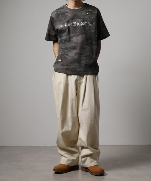 Jungle Storm(ジャングルストーム)の「RESHAM アイレット付き加工スプレー加工Tシャツ 半袖(Tシャツ/カットソー・メンズ・ピンク/ブラック/アイボリー/カーキ・M/L)」の20枚目の写真