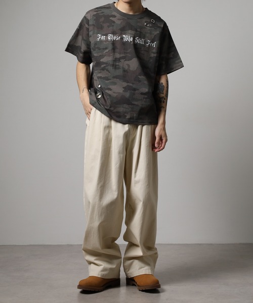 Jungle Storm(ジャングルストーム)の「RESHAM アイレット付き加工スプレー加工Tシャツ 半袖(Tシャツ/カットソー・メンズ・ピンク/ブラック/アイボリー/カーキ・M/L)」の21枚目の写真