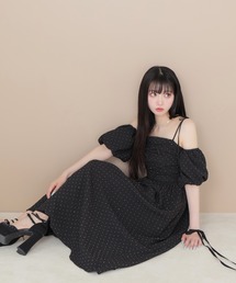 大人気backribbondocking onepiece m me eme M me eme｜エムミーエメのワンピース/ドレス（ブラック/黒色系・ドット