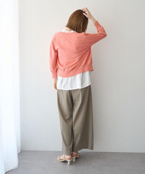 YECCA VECCA(イェッカヴェッカ)の「【マシンウォッシャブル/接触冷感/アンサンブル対応】カーディガン②(カーディガン/ボレロ・レディース・ブラック/オフホワイト/サーモンピンク/ライトブルー・FREE)」の14枚目の写真