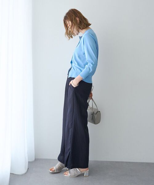 YECCA VECCA(イェッカヴェッカ)の「【マシンウォッシャブル/接触冷感/アンサンブル対応】カーディガン②(カーディガン/ボレロ・レディース・ブラック/オフホワイト/サーモンピンク/ライトブルー・FREE)」の7枚目の写真