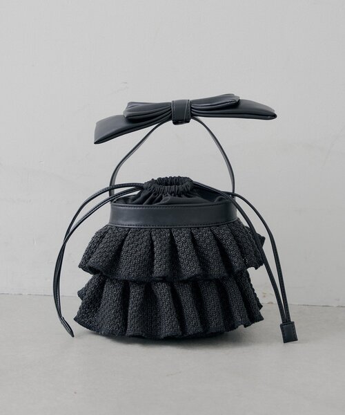デパコス6点セット(リップ用ミニリボンバッグ2点付き) SALON by Chico】リボンベルトラッフルジュートBAG（ボストンバッグ