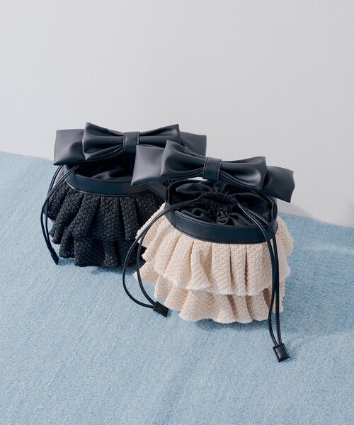 SALON by Chico】リボンベルトラッフルジュートBAG（ボストンバッグ