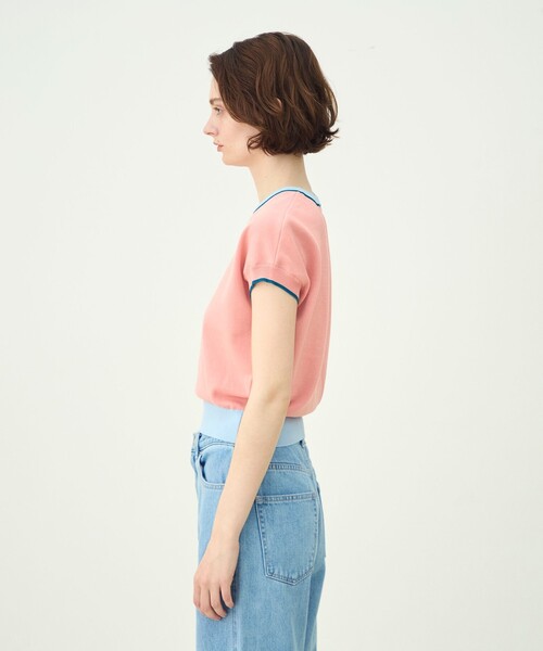 MACPHEE（マカフィー）の「ドライコットン フレンチスリーブプルオーバー（ニット/セーター・レディース・ピンク系その他/ブラウン系その他/ネイビー/ホワイト系その他/ホワイト×パープル・S）」の8枚目の写真