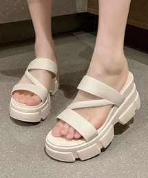 \+7.5cm 脚長美脚♪簡単水洗い/フラップ 厚底サンダル
