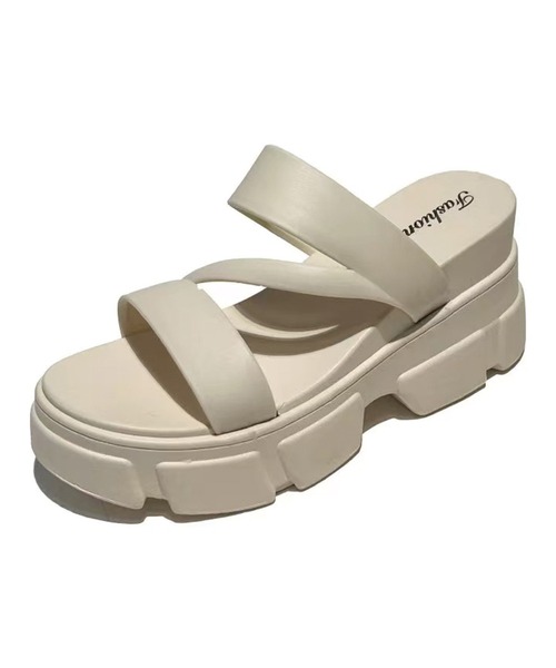 ADDITION STORE(アディションストア)の「\+7.5cm 脚長美脚♪簡単水洗い/フラップ 厚底サンダル(サンダル・レディース・ベージュ/ブラック/オフホワイト・25cm/24cm/23cm)」の6枚目の写真