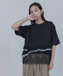 ウェーブフリル ヘムレースTシャツ