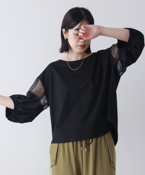 Bou Jeloud(ブージュルード)の「メッシュラインプルオーバー(ニット/セーター・レディース・ブラック/オフホワイト・FREE)」の10枚目の写真