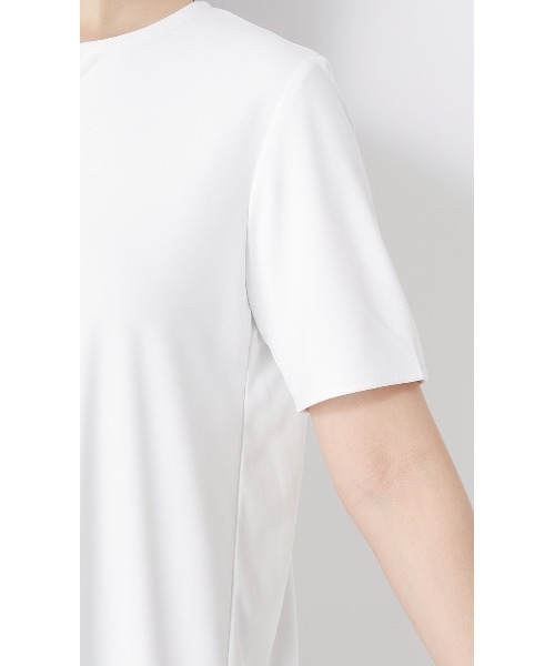 AOYAMA(アオヤマ)の「透けないカットソー【半袖】【キーネック】(Tシャツ/カットソー・レディース・ホワイト・LL/L/M/S)」の3枚目の写真