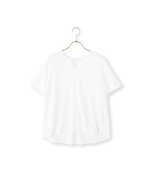 AOYAMA(アオヤマ)の「透けないカットソー【半袖】【キーネック】(Tシャツ/カットソー・レディース・ホワイト・LL/L/M/S)」の6枚目の写真